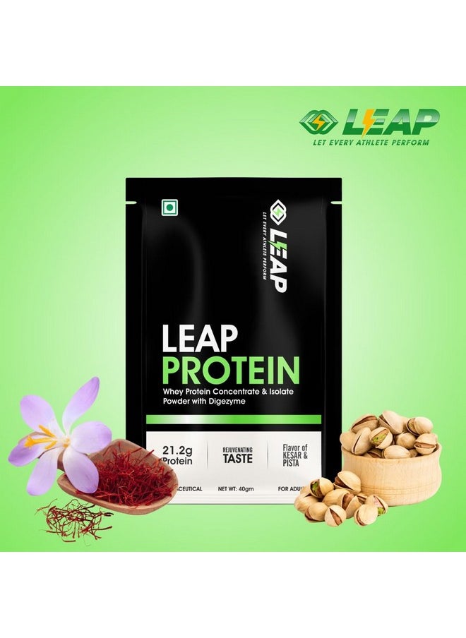 LEAP Leap Protein Whey Protein Concentrate & Isolate Powder With Digezyme - Kesar Pista Flavor (Leap Protein Sachets Pack-5)  - Image 2