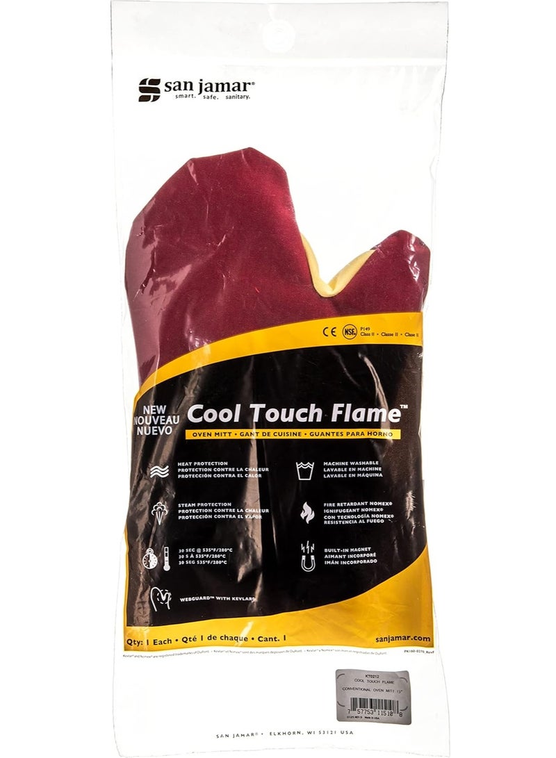 San Jamar San Jamar KT0212 Cool Touch Flame Conventional High Heat Intermittent Flame Protection up to 900°F Oven Mitt, 13 inch Length, Red  - Image 4