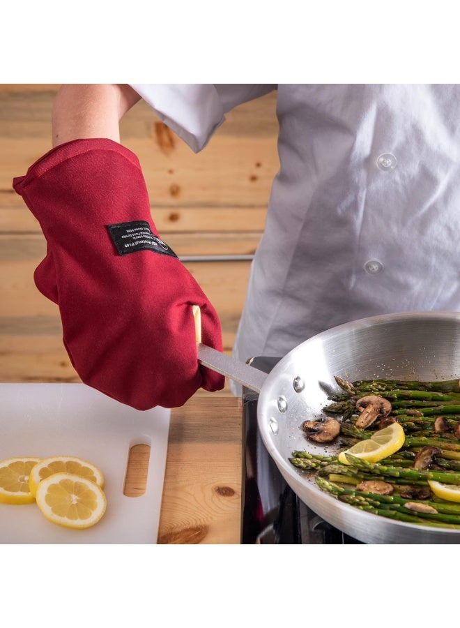 San Jamar San Jamar KT0212 Cool Touch Flame Conventional High Heat Intermittent Flame Protection up to 900°F Oven Mitt, 13 inch Length, Red  - Image 2