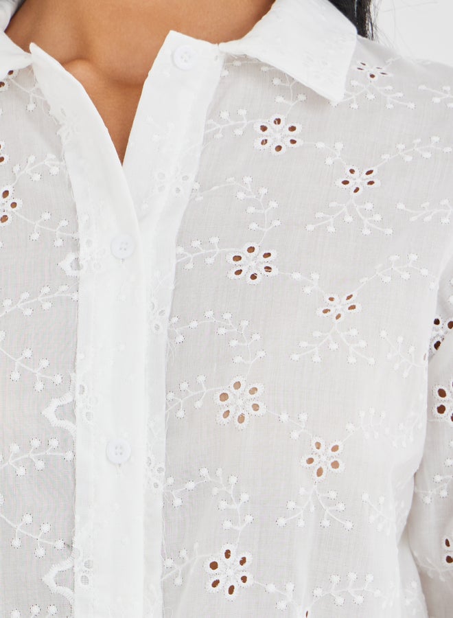 Styli Styli Embroidered Long Sleeve Oversized Shirt  - Image 3