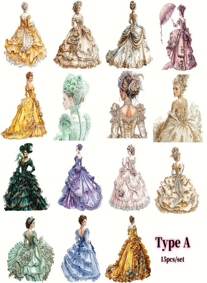 SLGIFT A Package of Creative Retro Aristocratic Palace Style Princess Dress, Vidoraya Clothing, High Quality Sticker Decoration, Handmade Diary Sticker Decoration, Travel Notebook Sticker DIY Diary Sticker - Image 2