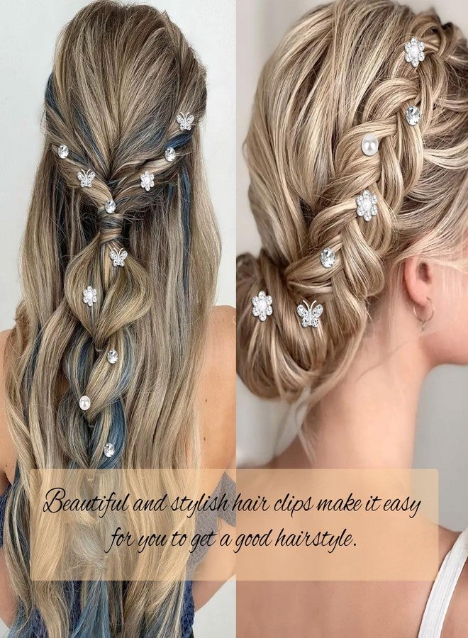 YISSION 40 Pcs Mini Flower Hair Clips Cute Rhinestone Hair Pins Small Pearl Hair Clips Decorative Butterfly Hair Clips White Hair Clips Wedding Bridal Hair Accessories for Girls Women - Image 2