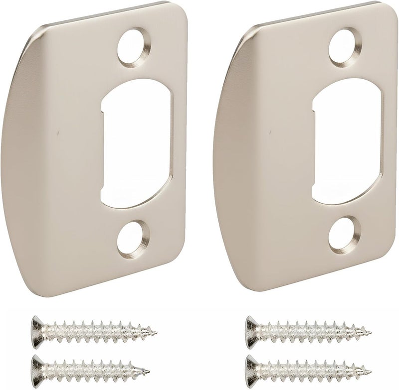 Siwil Door Strike Plate Univeral, 2-1/4 inch x 1-7/16 inch, Round Corner - 2 Pack (Satin Nickel) - Image 1