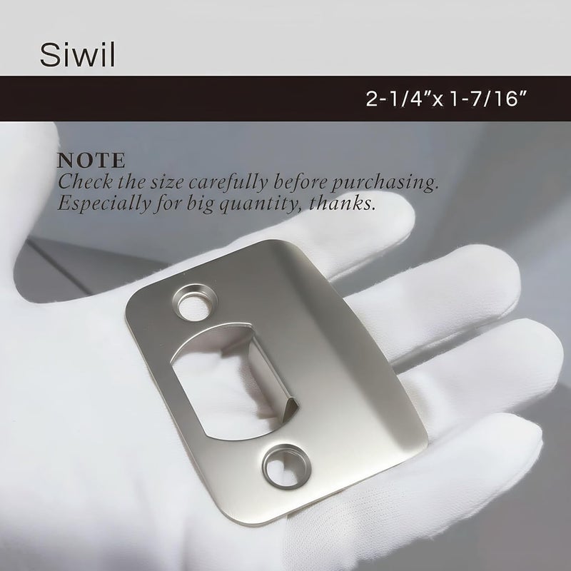 Siwil Door Strike Plate Univeral, 2-1/4 inch x 1-7/16 inch, Round Corner - 2 Pack (Satin Nickel) - Image 4