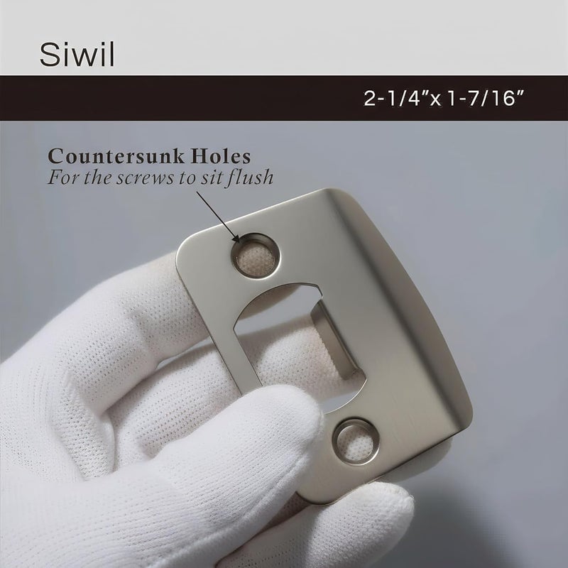 Siwil Door Strike Plate Univeral, 2-1/4 inch x 1-7/16 inch, Round Corner - 2 Pack (Satin Nickel) - Image 5