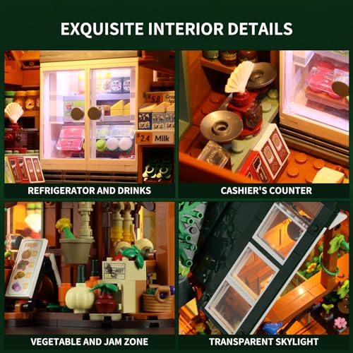 Funwhole Farm-Store Lighting Building-Bricks Set - Farm Shop LED Light Construction Building Model Set 1523 Pcs for Adults and Teen - Image 3
