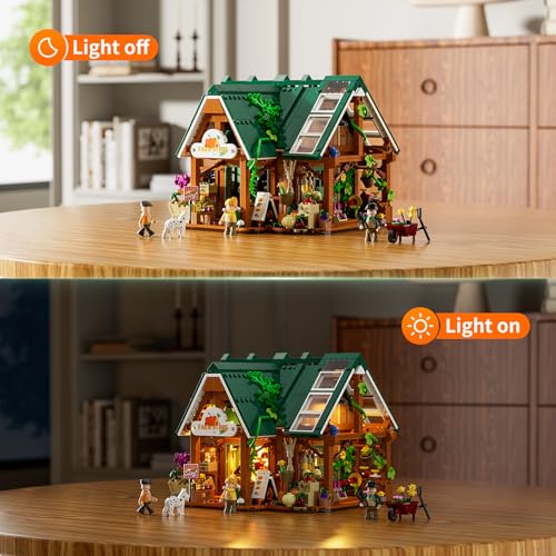 Funwhole Farm-Store Lighting Building-Bricks Set - Farm Shop LED Light Construction Building Model Set 1523 Pcs for Adults and Teen - Image 2