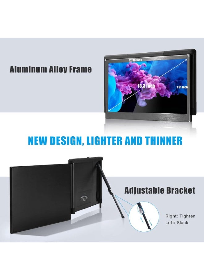 V2COM - Alecewey P2 PRO Triple Portable Monitor for Laptop Screen, 13.3" FHD 1080p IPS Display, Type-C/PD/TF Support, M1/M2 MacBook, for 13.3"-16.5" Notebook Computers, Windows Phone - Image 1
