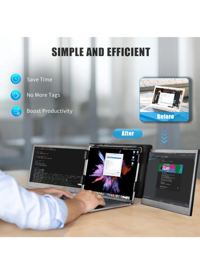 V2COM - Alecewey P2 PRO Triple Portable Monitor for Laptop Screen, 13.3" FHD 1080p IPS Display, Type-C/PD/TF Support, M1/M2 MacBook, for 13.3"-16.5" Notebook Computers, Windows Phone - Image 1