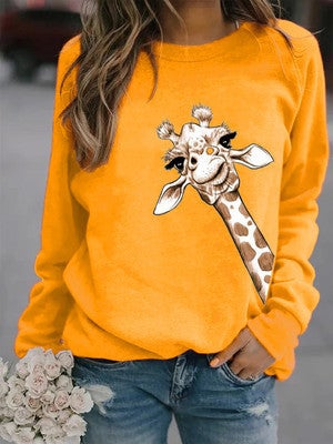2025 foreign trade new giraffe printed mens and womens crew neck vests WISH a generation of hair yellow without cap