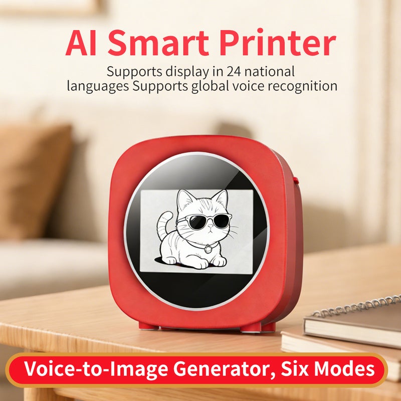 طابعة حرارية صغيرة مدعومة بالذكاء الاصطناعي مع علبة ملصقات – حل محمول لطباعة الصور والمشاريع الإبداعية - Image 1