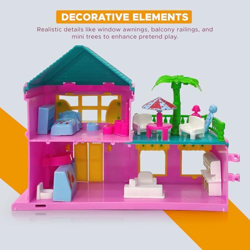 NHR Loving Family Doll House Play Set for Kids, 2 Storey Pretend Play Dollhouse with Furniture, Mini Dolls & Accessories, Role Play Toy for Girls (3+ Years) - Image 5