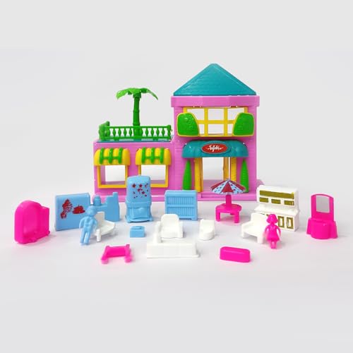 NHR Loving Family Doll House Play Set for Kids, 2 Storey Pretend Play Dollhouse with Furniture, Mini Dolls & Accessories, Role Play Toy for Girls (3+ Years) - Image 1