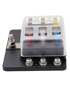 NIBEMINENT 6 Way Blade Fuse Box Holder With Led Warning Light  - Image 1