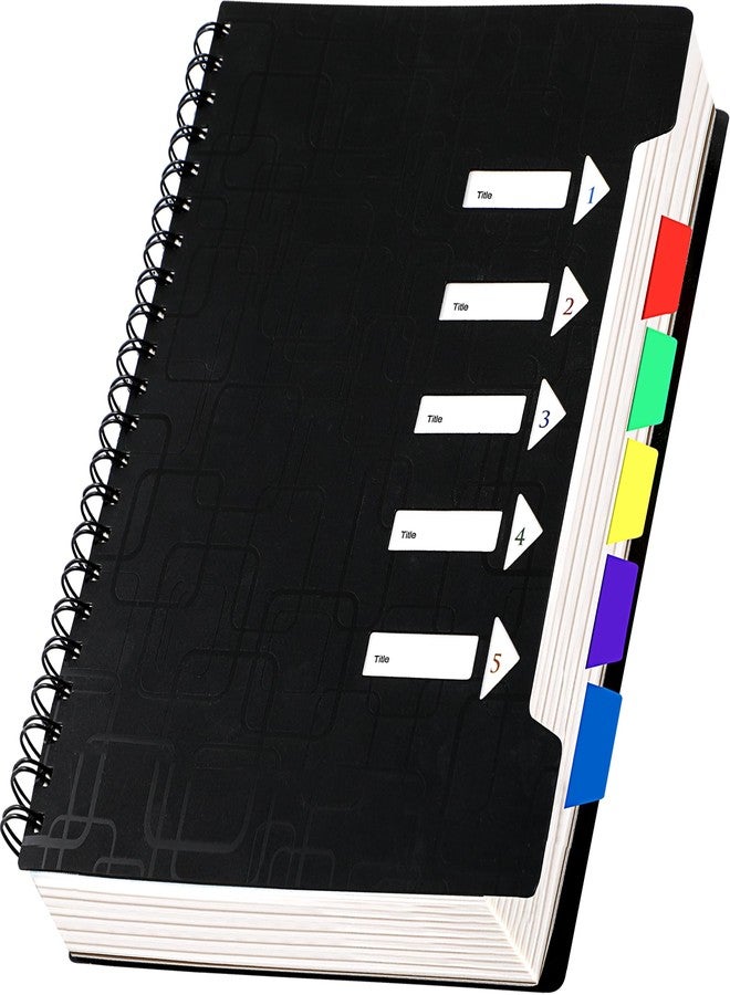 CAGIE 5 Subject Notebook College Ruled 8.5x11 240 Pages Spiral Notebook with Dividers Tabs A4 Notebooks for School Work Organization Note Taking, Black - Image 1