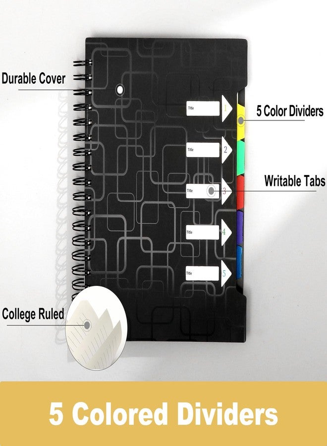 CAGIE 5 Subject Notebook College Ruled 8.5x11 240 Pages Spiral Notebook with Dividers Tabs A4 Notebooks for School Work Organization Note Taking, Black - Image 3