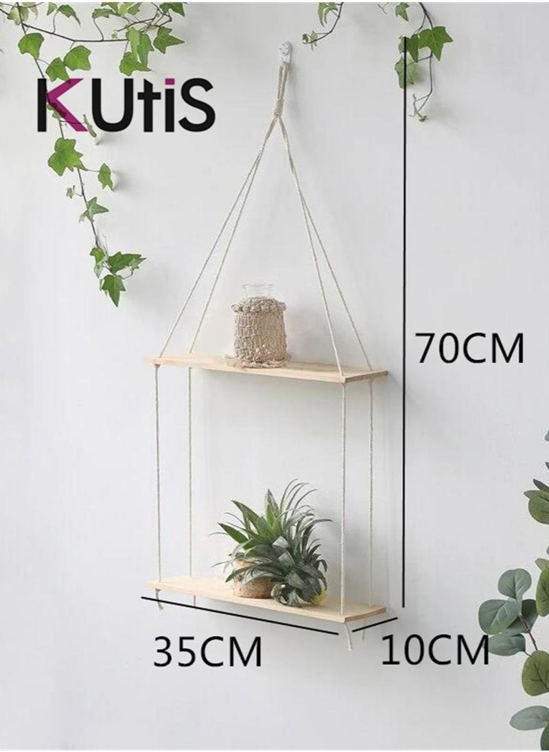Kutis - Home Décor Double Layer Wooden Wall Hanging Decorative Display Stand - Image 1