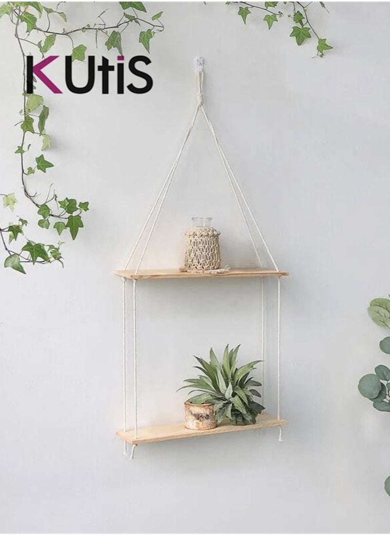 Kutis - Home Décor Double Layer Wooden Wall Hanging Decorative Display Stand - Image 1