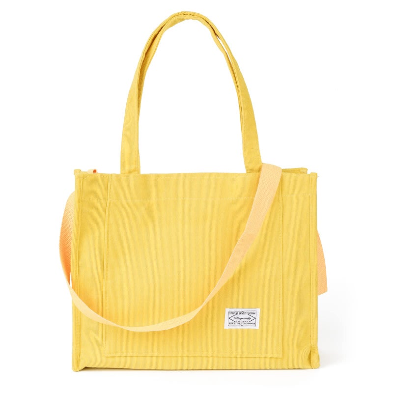 Valleycomfy Vintage Casual Corduroy Tote Bags Crossbody Bag Purse for Women Travel Shoulder Bags Handbags Eco Bag,Yellow,Large - Image 1