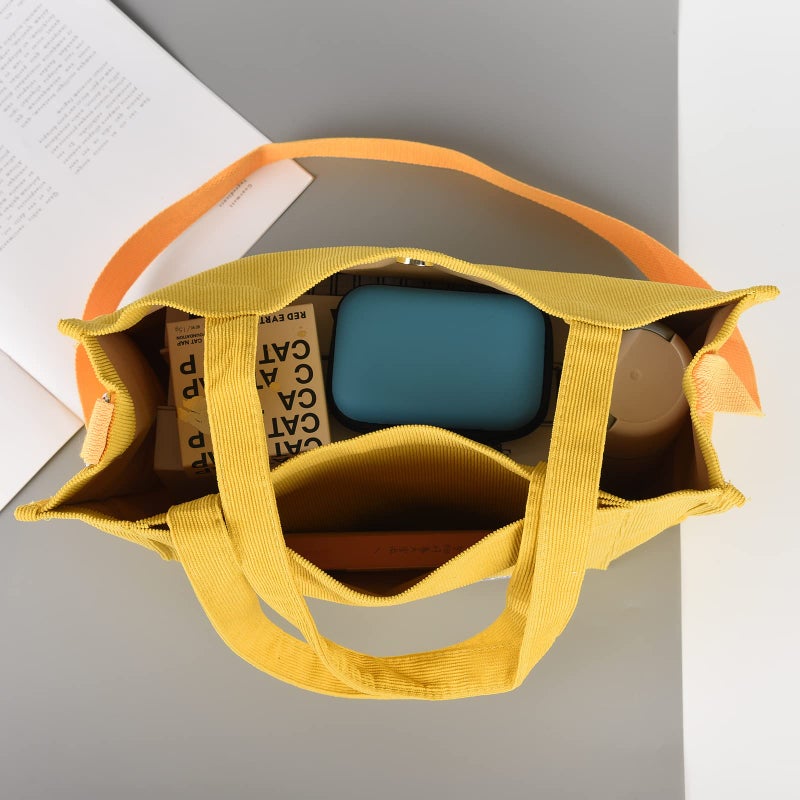 Valleycomfy Vintage Casual Corduroy Tote Bags Crossbody Bag Purse for Women Travel Shoulder Bags Handbags Eco Bag,Yellow,Large - Image 5