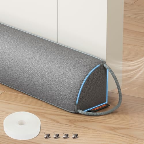 MAGZO Door Draft Stopper 36 Inches, Weighted Triangular Door Snake for Winter Noise Blocker with Hook Loops,Gray - Image 1