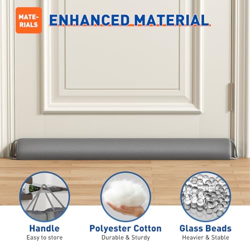 MAGZO Door Draft Stopper 36 Inches, Weighted Triangular Door Snake for Winter Noise Blocker with Hook Loops,Gray - Image 3