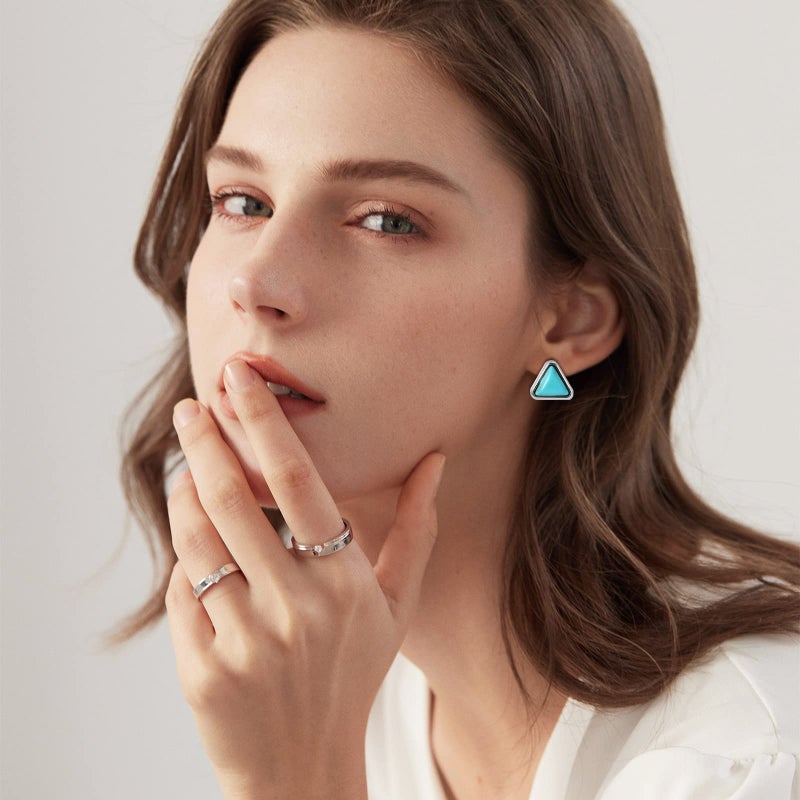 NEWITIN 14 Pairs Turquoise Stud Earrings for Women Hypoallergenic Earring â€ŒTurquoises Jewelry Gemstone Oval Round Flower Shape Square Studs Turquoise Earrings for Women - Image 5