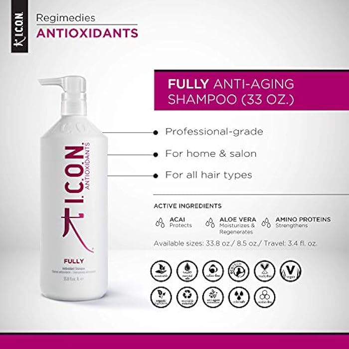I.C.O.N. Fully Antioxidant Shampoo, Cleanses & Moisturizes, Ideal for Fine Hair, Volumes & Strengthens Strands, 33.8 oz - Image 2