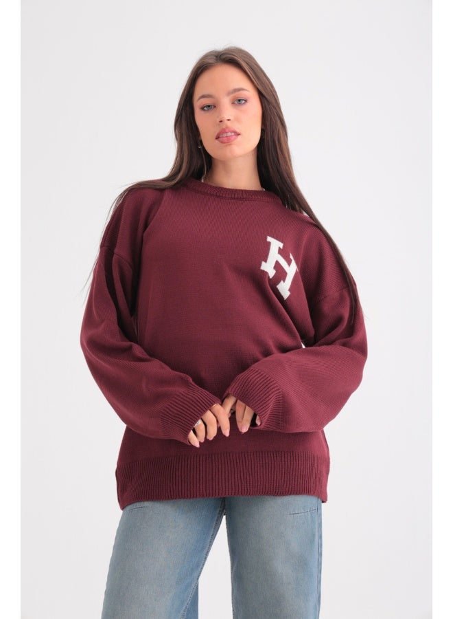 Dresscode Oversized knitted Burgundy Sweater - Image 1