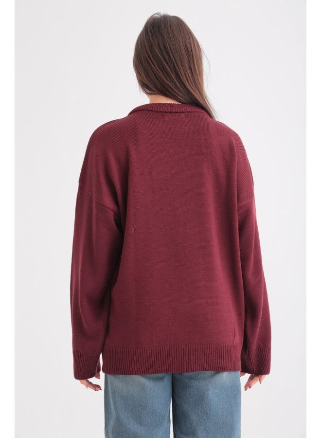 Dresscode Oversized knitted Burgundy Sweater - Image 3