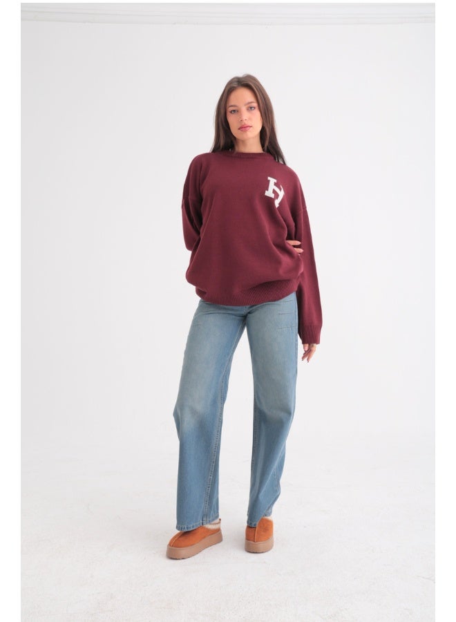 Dresscode Oversized knitted Burgundy Sweater - Image 4