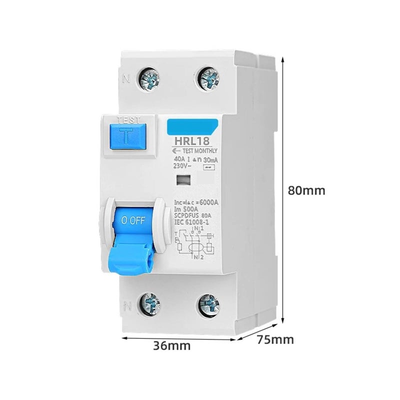 Residual Current Circuit Breaker 2P 20A 10mA Type AC RCD Safety Switch ELCB - Image 3