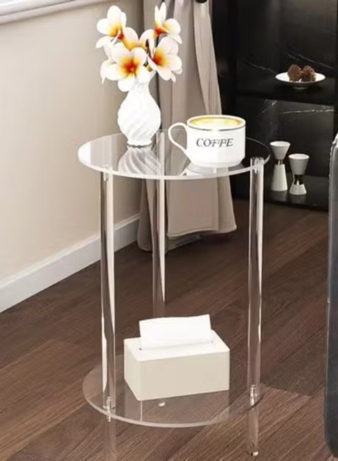 رافين طاولة جانبية من الأكريليك الشفاف - طاولة صغيرة مستديرة حديثة لغرفة المعيشة أو غرفة النوم أو المكتب، طاولة جانبية شفافة بتصميم بسيط لديكور منزلي أنيق يوفر المساحة 29.97 × 51.30 سم. - Image 1