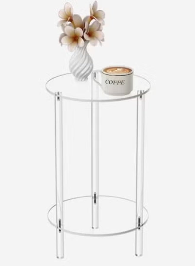 رافين طاولة جانبية من الأكريليك الشفاف - طاولة صغيرة مستديرة حديثة لغرفة المعيشة أو غرفة النوم أو المكتب، طاولة جانبية شفافة بتصميم بسيط لديكور منزلي أنيق يوفر المساحة 29.97 × 51.30 سم. - Image 3