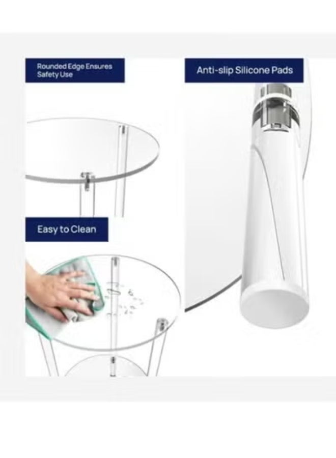 رافين طاولة جانبية من الأكريليك الشفاف - طاولة صغيرة مستديرة حديثة لغرفة المعيشة أو غرفة النوم أو المكتب، طاولة جانبية شفافة بتصميم بسيط لديكور منزلي أنيق يوفر المساحة 29.97 × 51.30 سم. - Image 4