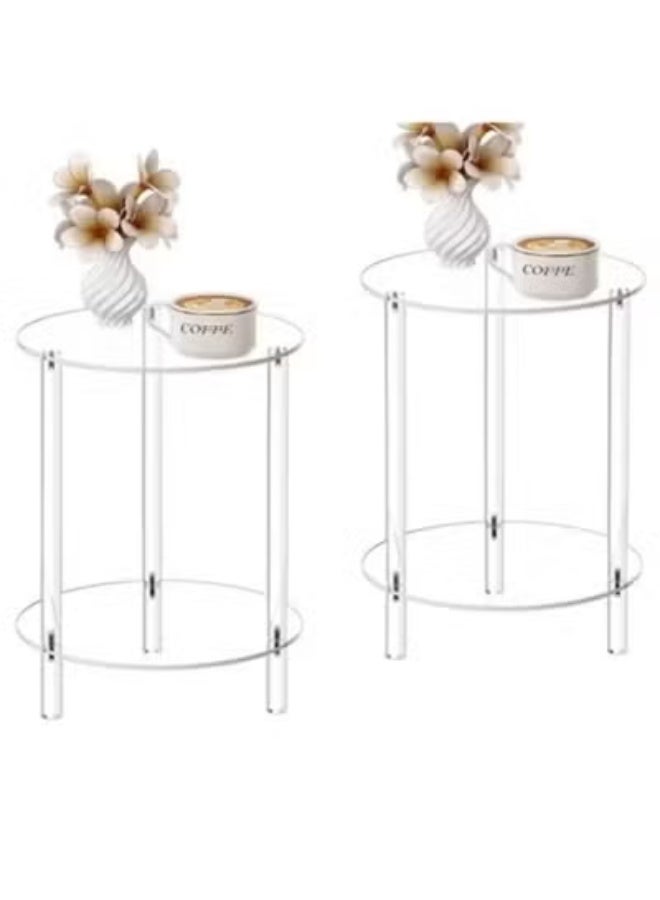 رافين طاولة جانبية من الأكريليك الشفاف - طاولة صغيرة مستديرة حديثة لغرفة المعيشة أو غرفة النوم أو المكتب، طاولة جانبية شفافة بتصميم بسيط لديكور منزلي أنيق يوفر المساحة 29.97 × 51.30 سم. - Image 5