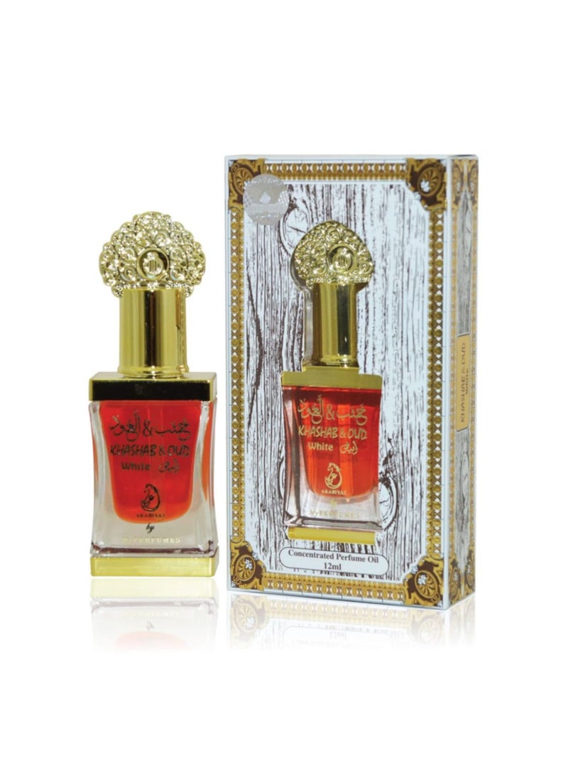 My Perfumes KHASHAB & OUD WHITE from ARABIYAT Non Alcoholic Concentrated Perfume Oil or Attar for Men and Women 12ml - Image 1