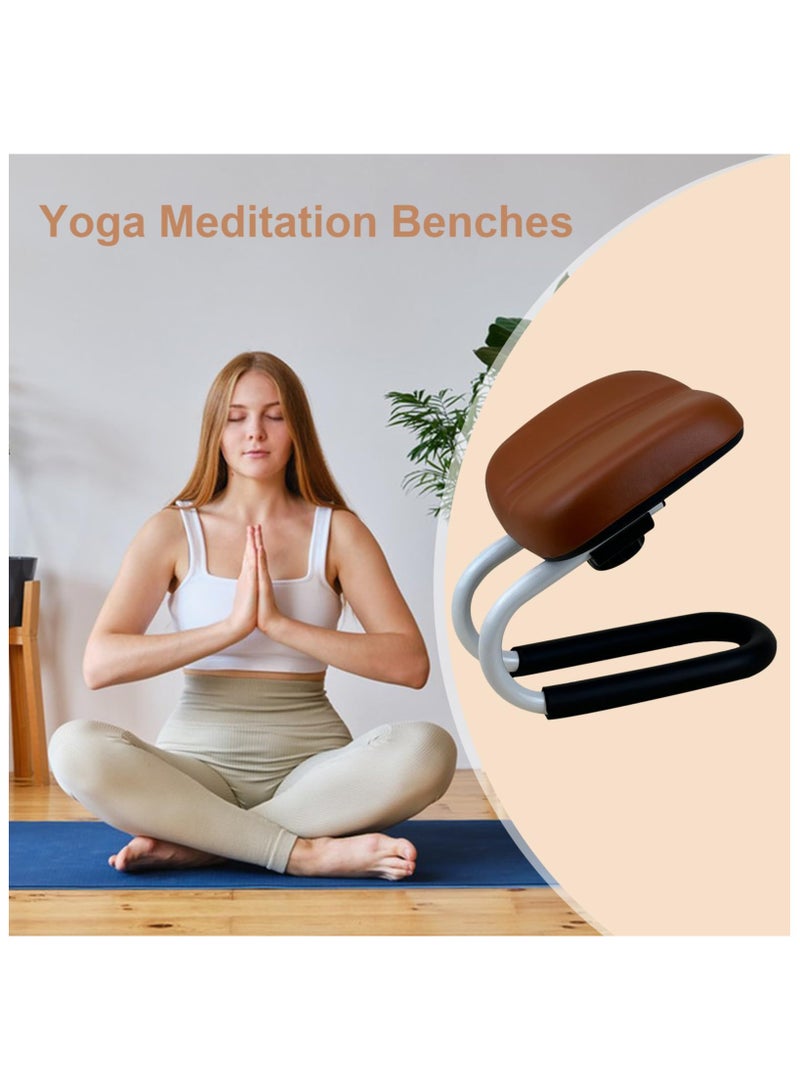 AL RAID Adjustable Prayer Stool – Metal Kneeling Chair with Sponge Cushion | Portable Meditation Bench, Non-Slip Leg Sleeves for Yoga, Portable Chair for Home Yoga Studio (Brown) - Image 3