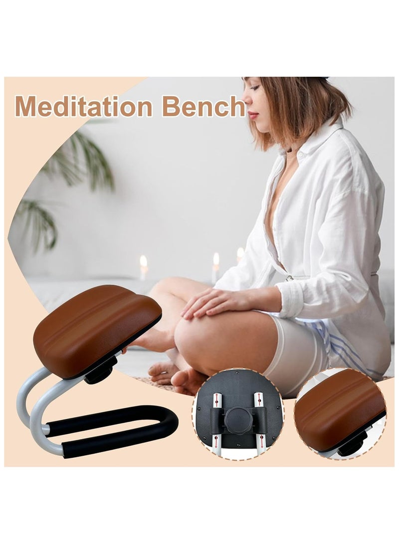 AL RAID Adjustable Prayer Stool – Metal Kneeling Chair with Sponge Cushion | Portable Meditation Bench, Non-Slip Leg Sleeves for Yoga, Portable Chair for Home Yoga Studio (Brown) - Image 5