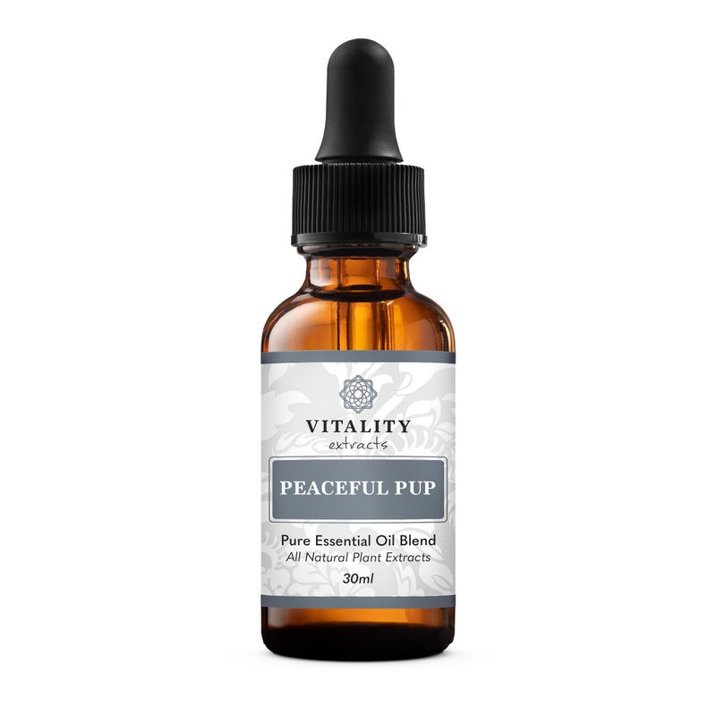 Vitality Extracts Peaceful Pup Essential Oil Blend - 30ml, Natural Calm, Ease Worries & Stress, Aromatherapy, Lavender, Lemon, in Almond Oil Base - Image 1