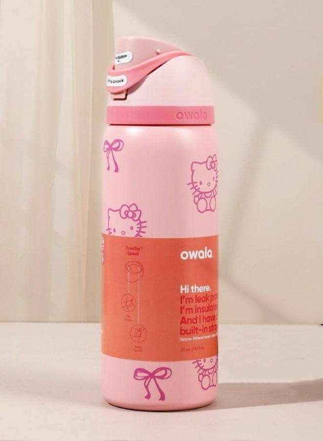 Owala FreeSip Insulated Stainless Steel Water Bottle With Straw For Sports Travel And School BPA Free Sports Water Bottle(Pink 32OZ) - Image 1