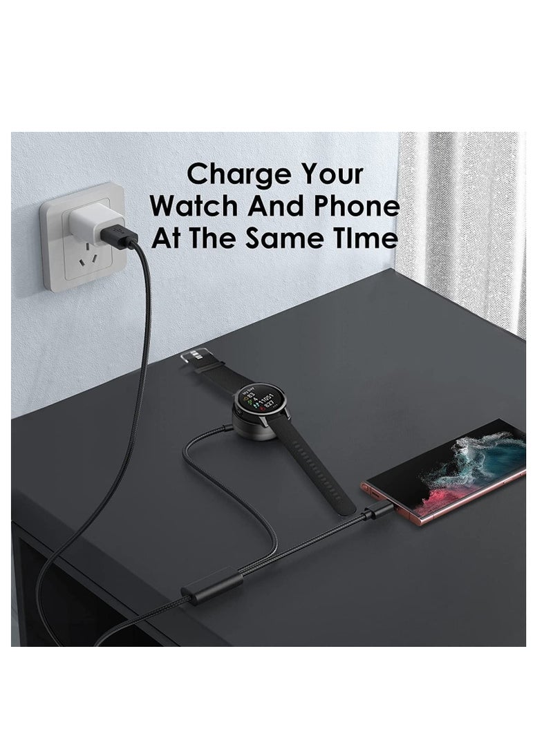 Captaintech Charging Dock 2 in 1 Compatible for Garmin Vivoactive 3 4 4S Fenix 7 7S 7X 6 6S 6X Venu Plus Sq Forerunner 55 45 Instinct Type C Charger Cord Smartphone 120cm - Image 3