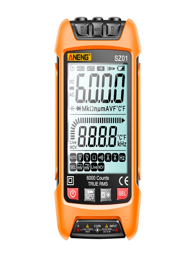 ANENG SZ01 Smart Digital Multimeter 6000 Counts Auto Range True RMS NCV Universal Meter Handheld Multifunctional Tester Voltmeter Ammeter with Backlight Flashlight AC/DC Voltage & Current Resistance - Image 1