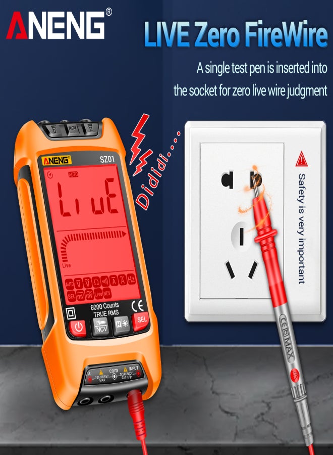 ANENG SZ01 Smart Digital Multimeter 6000 Counts Auto Range True RMS NCV Universal Meter Handheld Multifunctional Tester Voltmeter Ammeter with Backlight Flashlight AC/DC Voltage & Current Resistance - Image 4