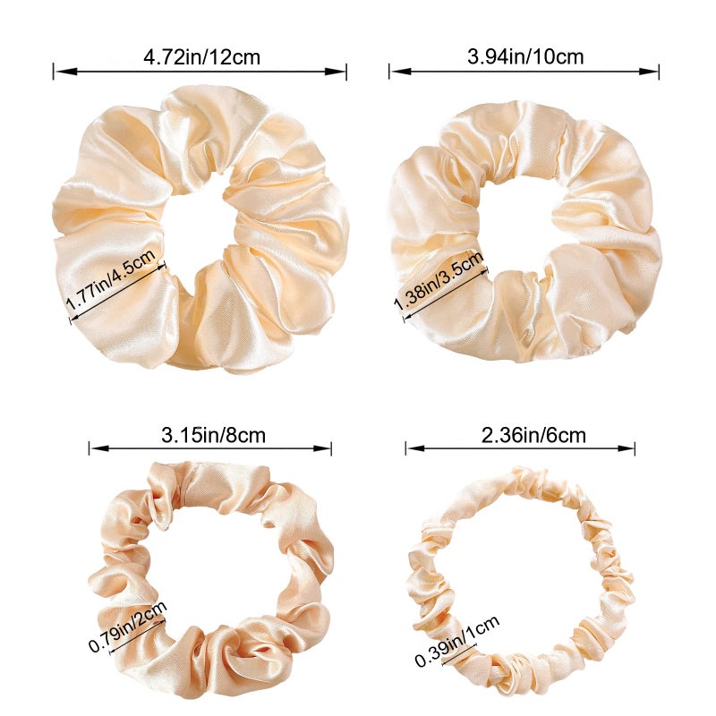 Bluezoo 24Pcs 4 Sizes Satin Hair Scrunchies for Women Teens Girls Kids, No Damage Big & Small Soft Hair Ties Bands for Thick/Thin/Curly Hair Ponytail Holder Accessories Wrist Decor, 6 Neutral Colors,BlueZOO - Image 5