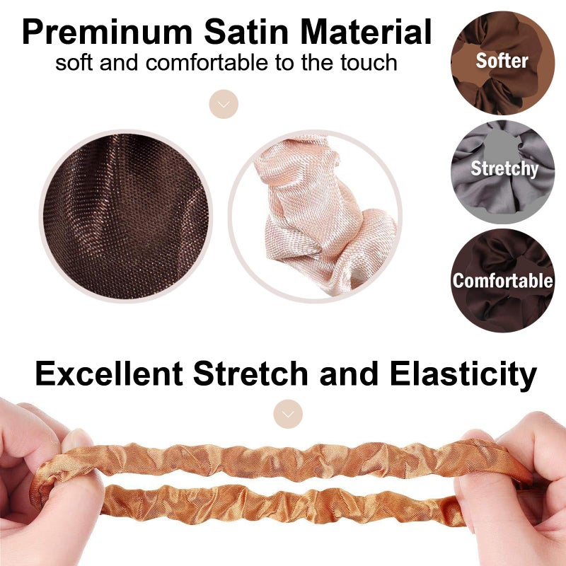 Bluezoo 24Pcs 4 Sizes Satin Hair Scrunchies for Women Teens Girls Kids, No Damage Big & Small Soft Hair Ties Bands for Thick/Thin/Curly Hair Ponytail Holder Accessories Wrist Decor, 6 Neutral Colors,BlueZOO - Image 2