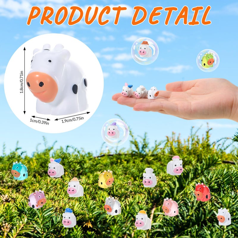 ZhouBoat Luminous Mini Resin Animals, 60 Pcs Mini Cow Figurines Glow in The Dark Tiny Resin Animals Miniature Cows for Landscape Dollhouse Aquarium Potted Fairy Garden DIY Decor - Image 2