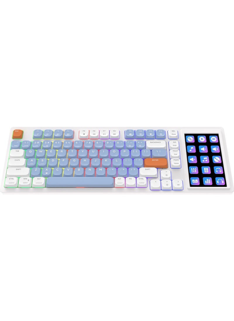 Ajazz AKP815 75% Low Profile Mechanical Keyboard, 4.33'' LED Touch Screen, Programmable RGB Gasket Wired Keyboard, 16 Keys Special Desk Controller for Win/Mac
