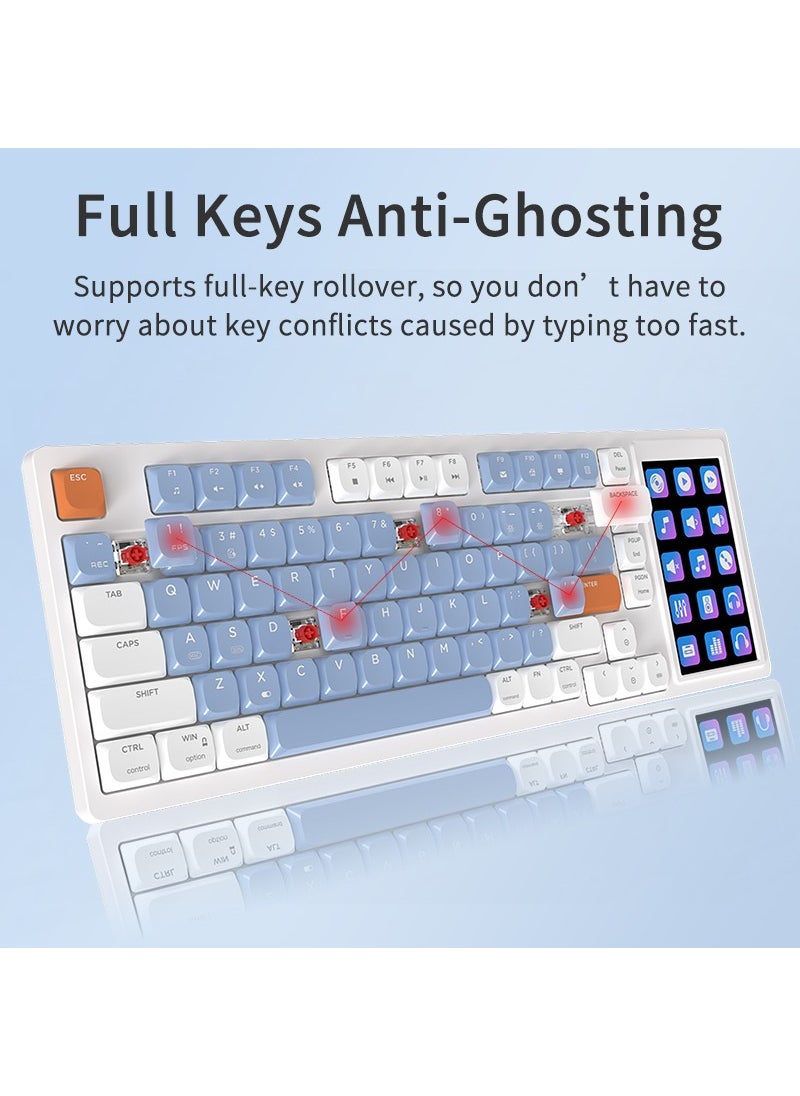 Ajazz AKP815 75% Low Profile Mechanical Keyboard, 4.33'' LED Touch Screen, Programmable RGB Gasket Wired Keyboard, 16 Keys Special Desk Controller for Win/Mac