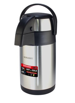 SONASHI 3.5L Hot & Cold Airpot Flask with High-Quality Stainless Steel Insulation | Easy to Clean Flask with Pump Lid | Hot/Cold 18 & 24 Hours Retention | Pump Flask for Cold Drinks, Tea, Coffee SVF-3500  - Image 2